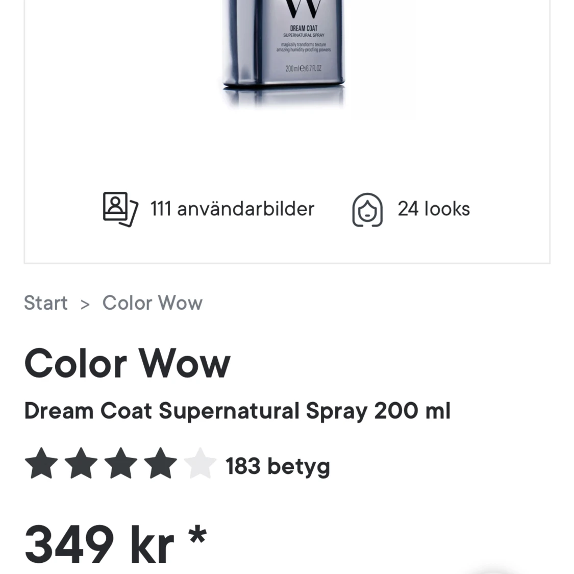 Wow dream coat supernatural spray - 90