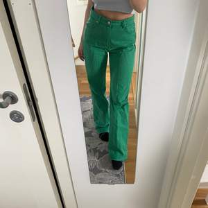 Säljer mina jättefina gröna jeans från Zara. Långa i benen perfekta för mig som är runt 173. Älskar färgen, men måste tyvärr säljas för att de förstora för mig🤍