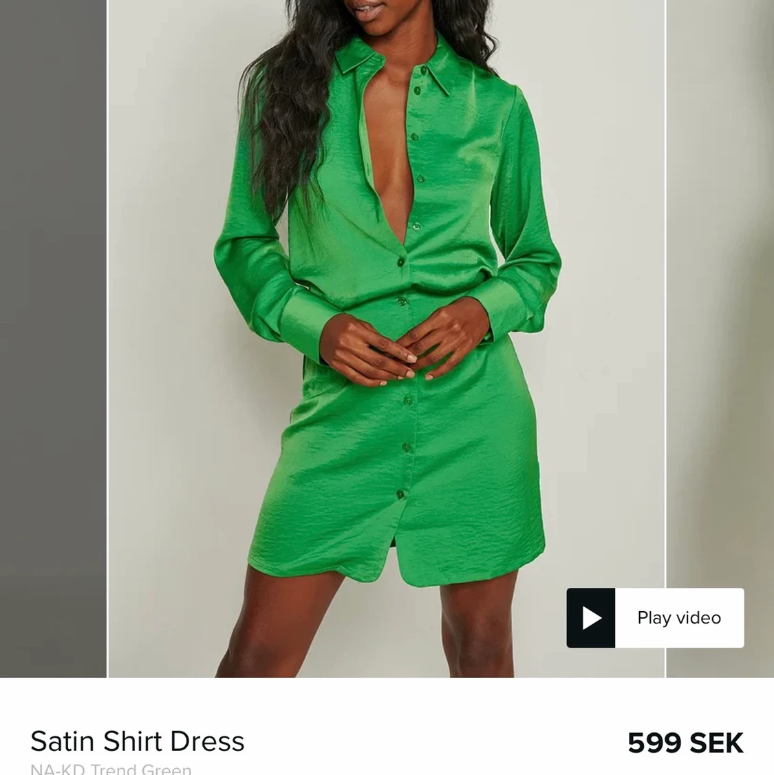 Grön satinklänning  - 90