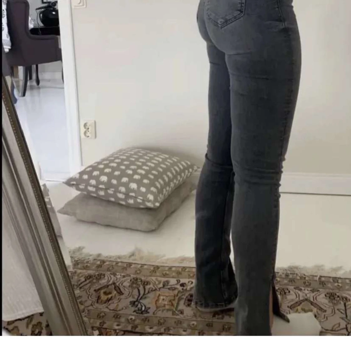 Mid waist jeans med slits - 90