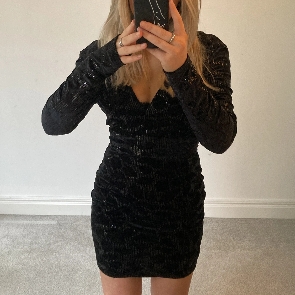 Svart glittrig party klänning - 90