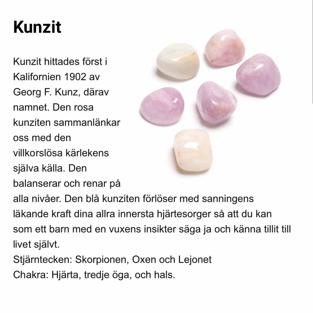Kristall: Kunzit cuddle stone 🌸 läs mer om den på bild 2. Övrigt.