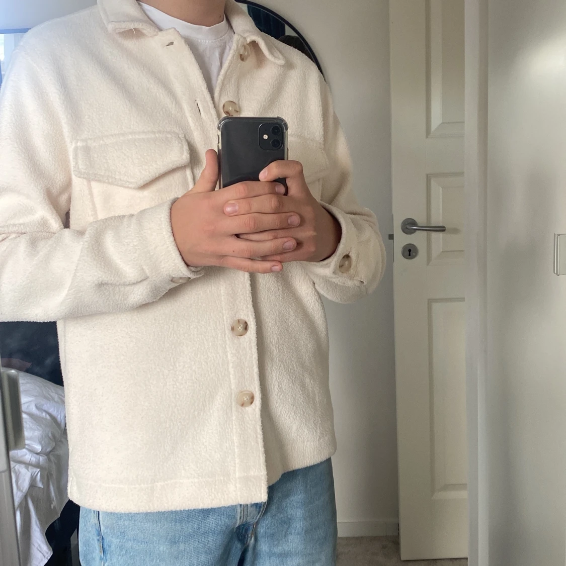 Mjuk overshirt beige/crämvit - 90
