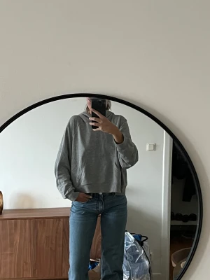 Grå huvtröja  - Går huvtröja från Monki. Tröjan är oversized men i storlek xs. Tröjan har en liten fläck. 
