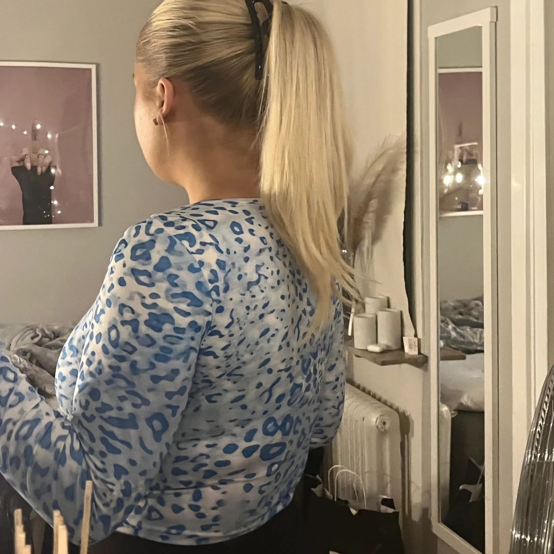 Blå leopardmönstrad topp - 91