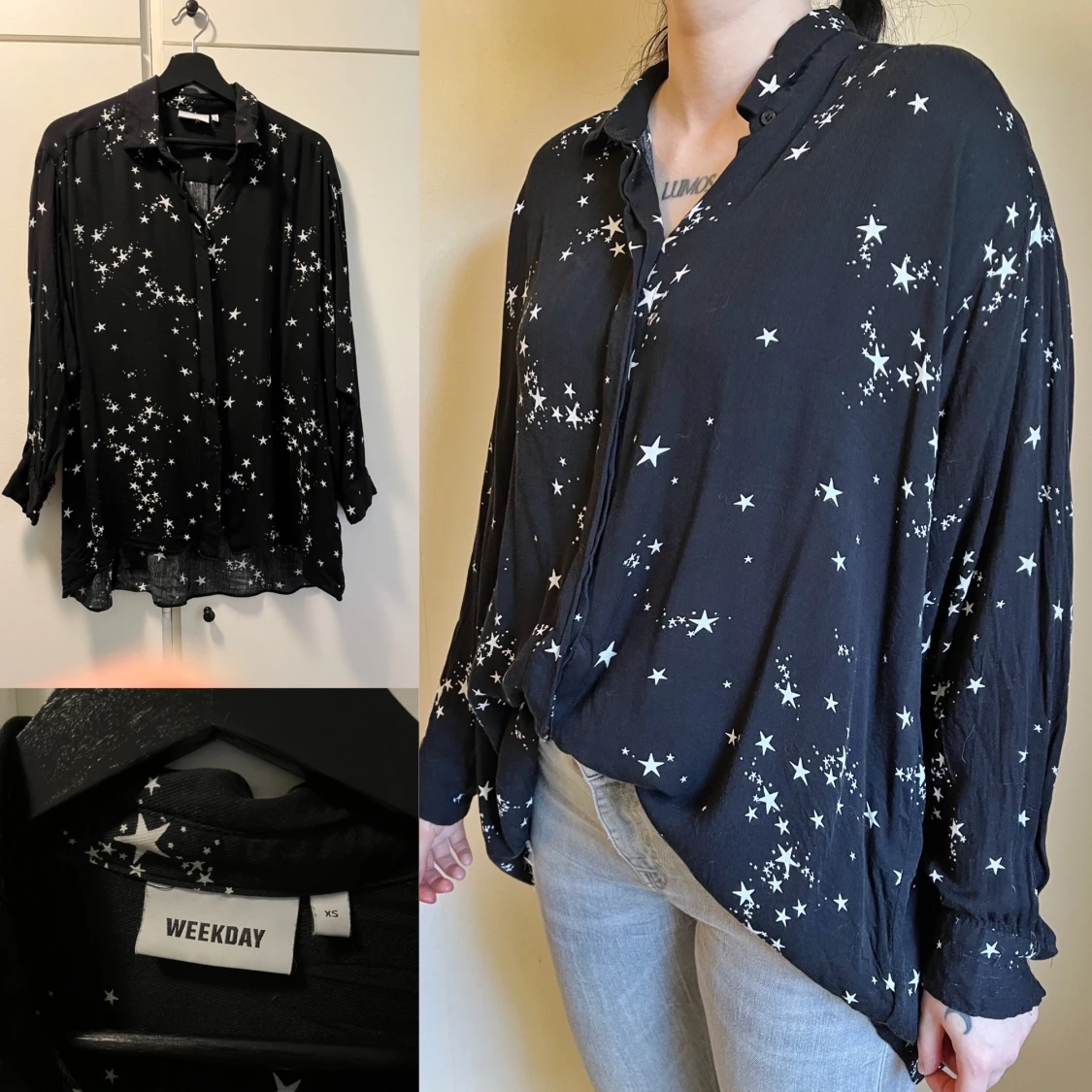 Svart skjorta med stjärnmönster - 90