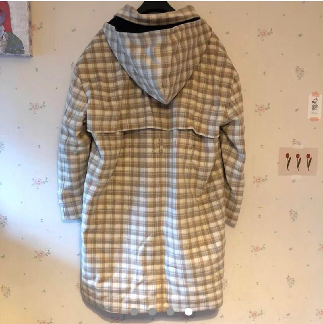 Beige plaid dufflecoat - 91