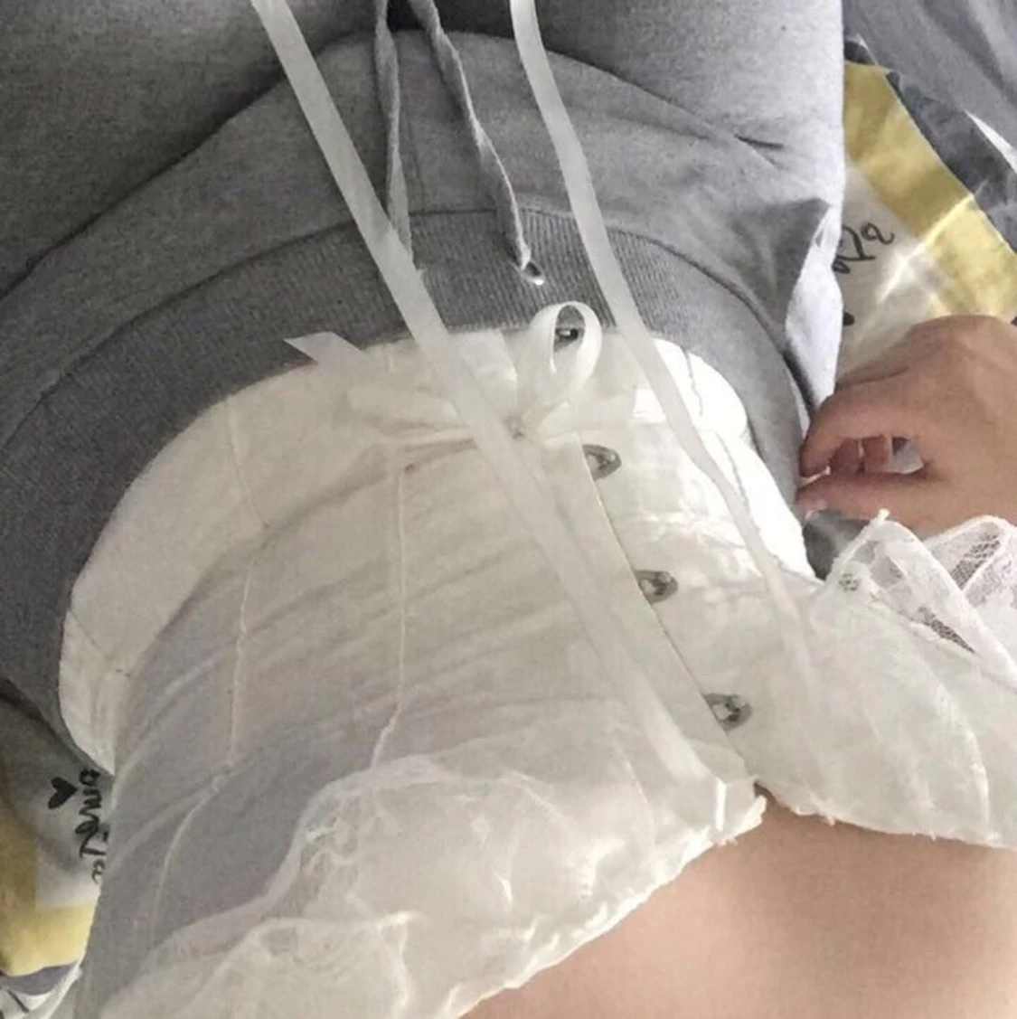  hand made white corset top XL - 91