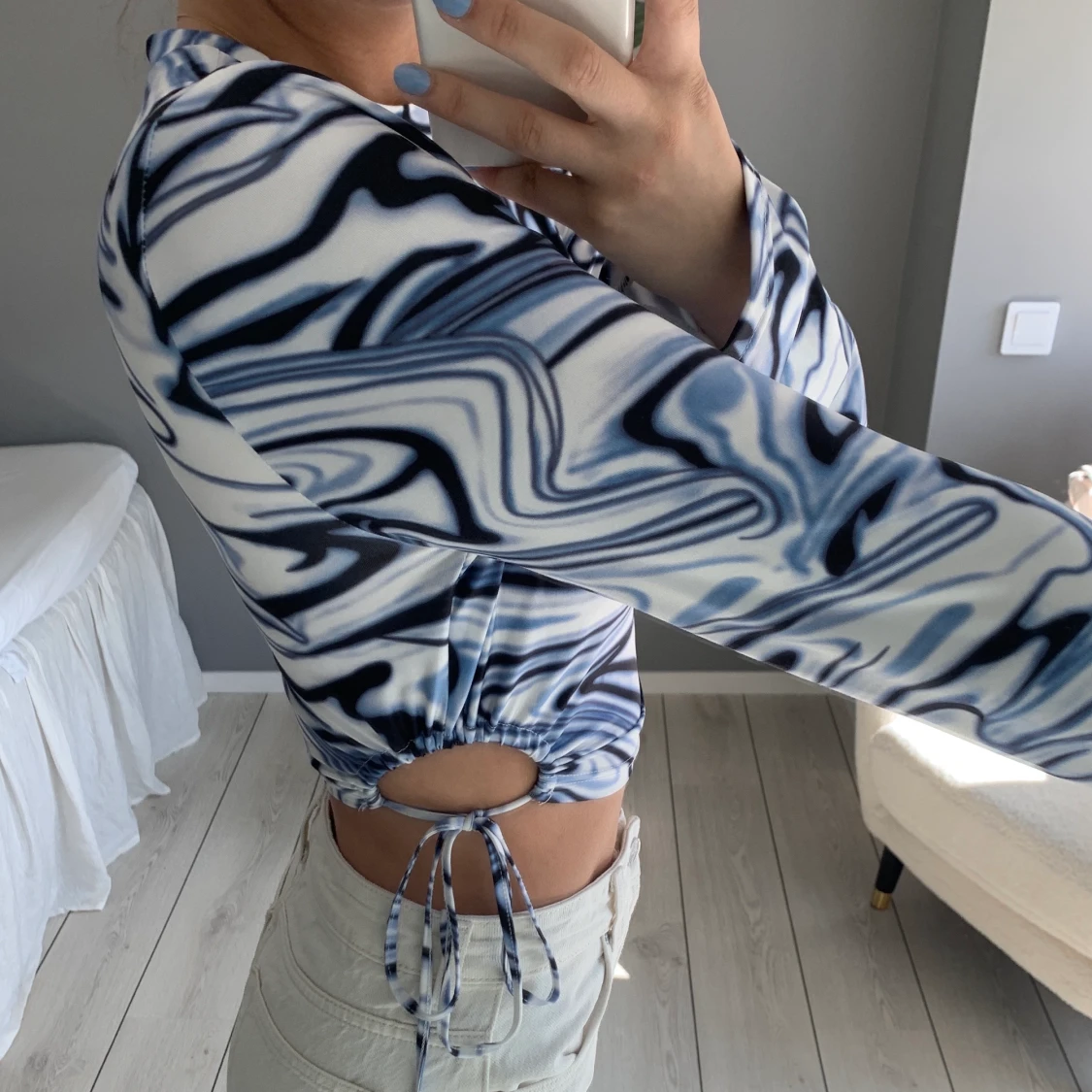 Mönstrad långärmad topp