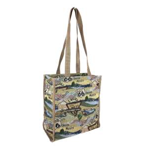 Vintage Y2K 90s 00s Route 66 tapestry tote bag. Bottle is not included. Barely visible signs of wear (see pictures). Measurements (approximate):  Width across: 29 cm, depth: 14,5 cm, height (no handle): 31cm, handle’s length: 70,5 cm. No returns 