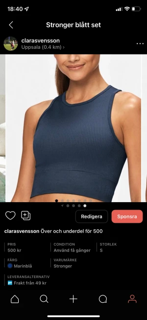 Stronger blått set  - Ribbat tyg, tjockt material