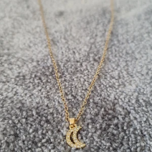 Måne halsband (guld färgat) - Inga sprickor, 20 olika längder man kan ha halsbandet på och som längst 35 cm långt.  Köpte för 100kr. Jag har satt ner det till 70kr + frakt (29kr)