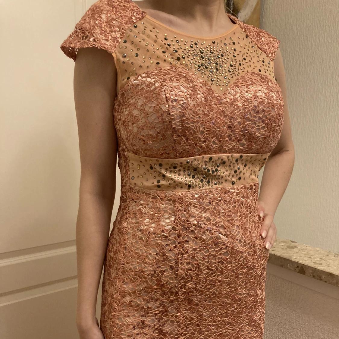 Vacker rosa långklänning - 91