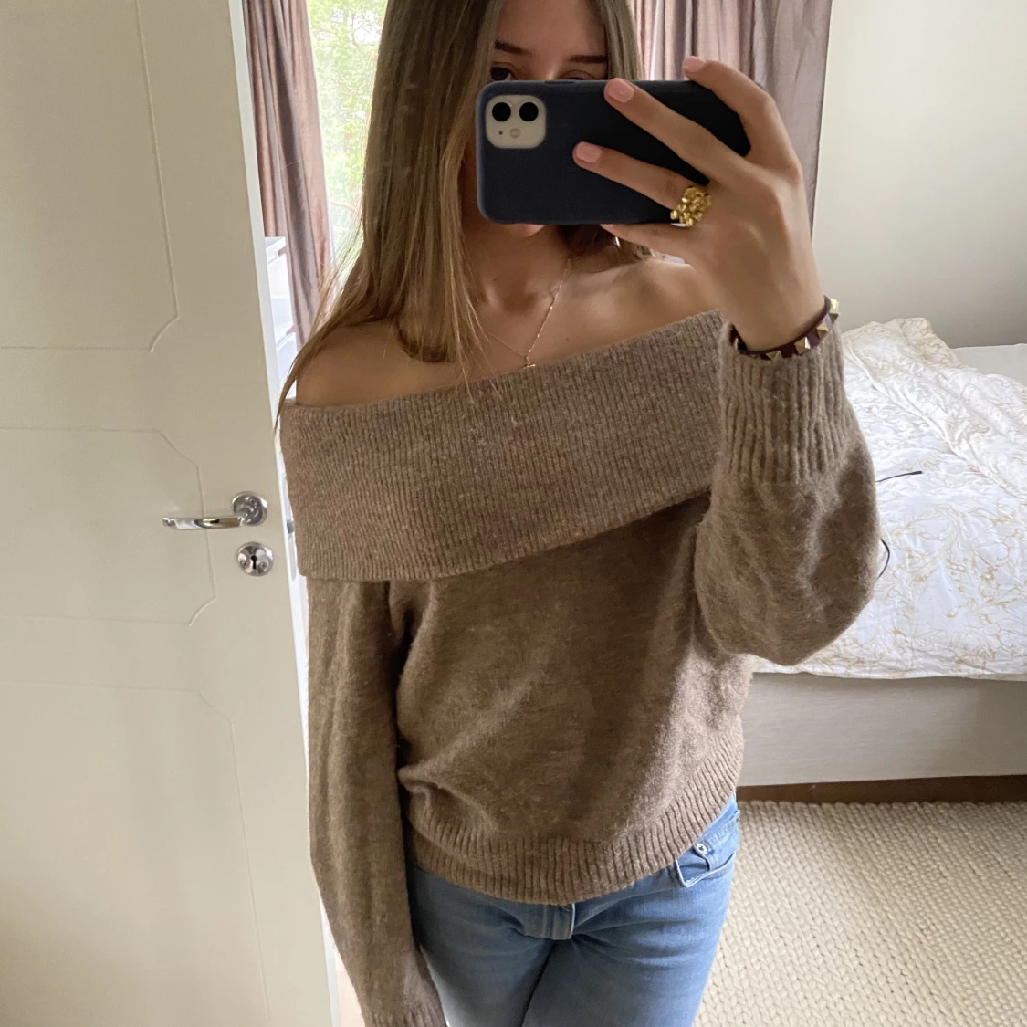 Offshoulder stickad tröja - 91