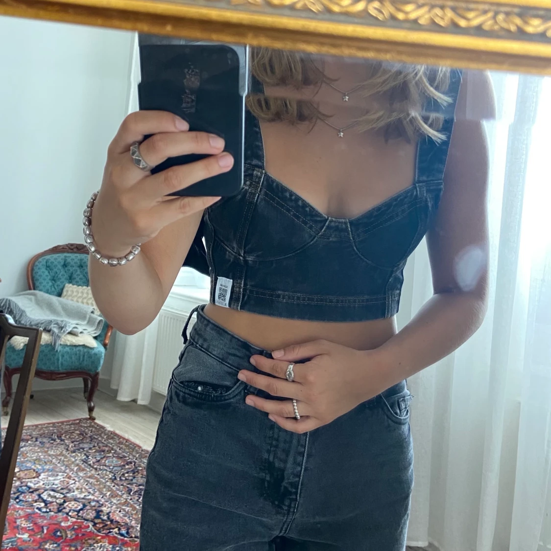 Svart Topp i Jeans strl. 34