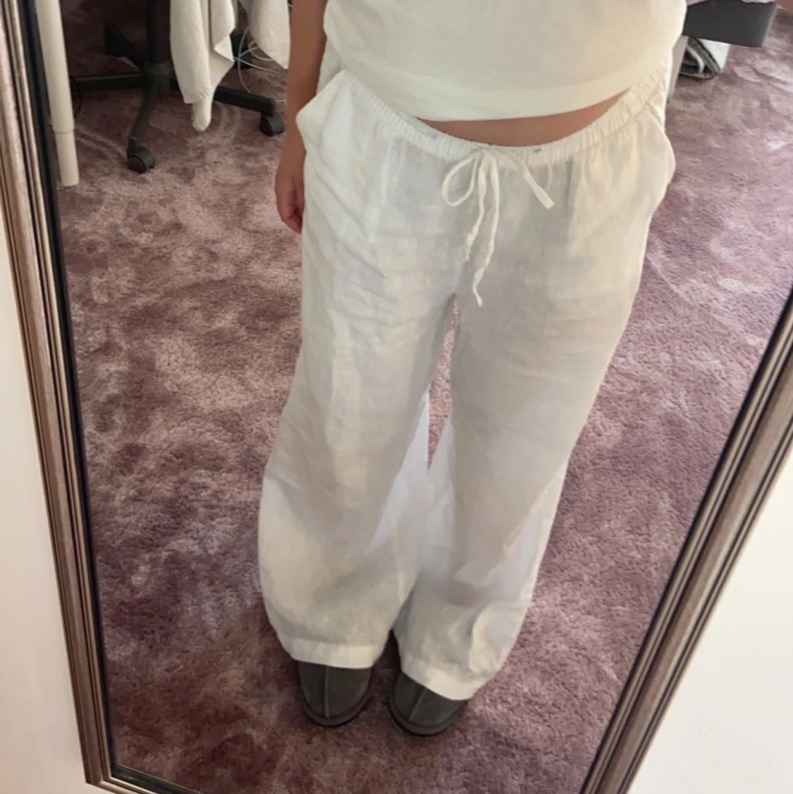 vita linnebyxor  - 90