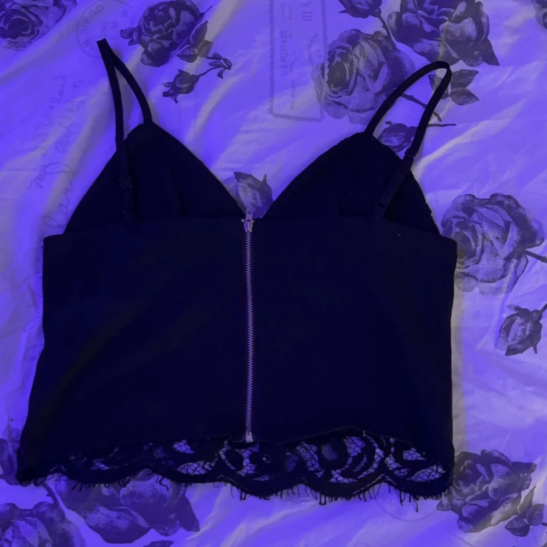 svart spetts linne - 90