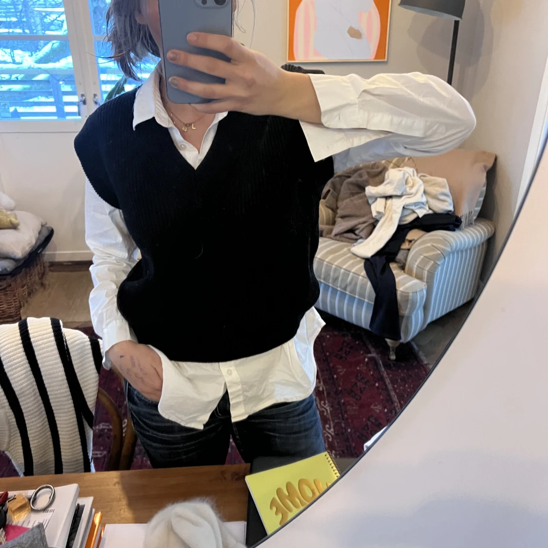 Svart stickad slipover  - 90