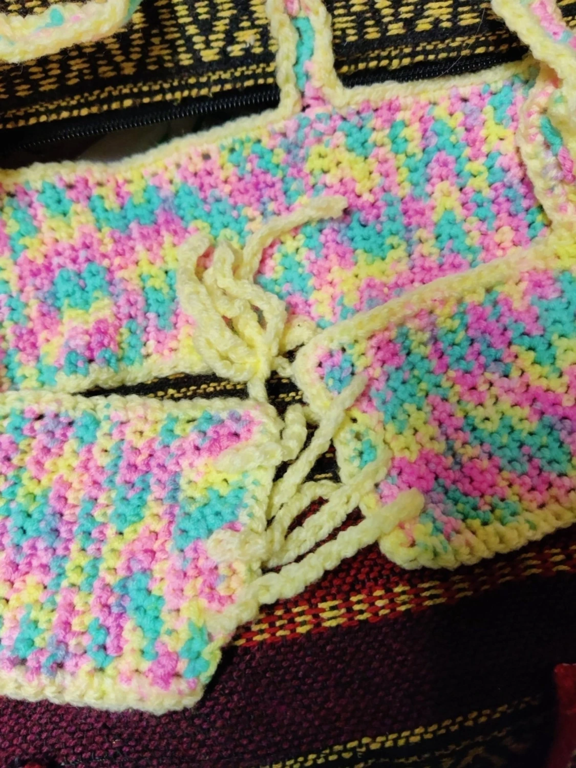 Pastellfärgad virkad harness hippie boho  - 3