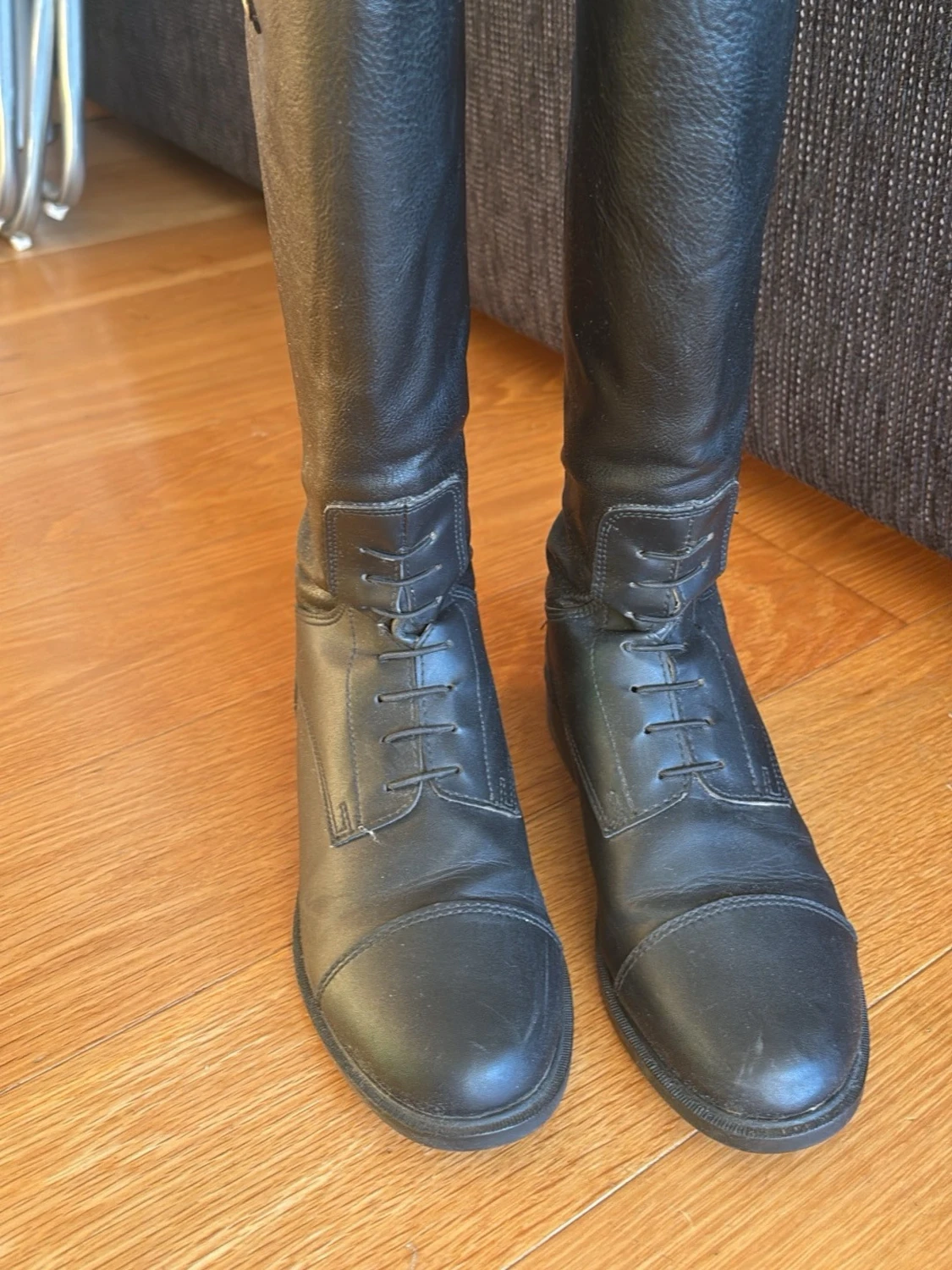 Svarta höga ridstövlar i läder - 1