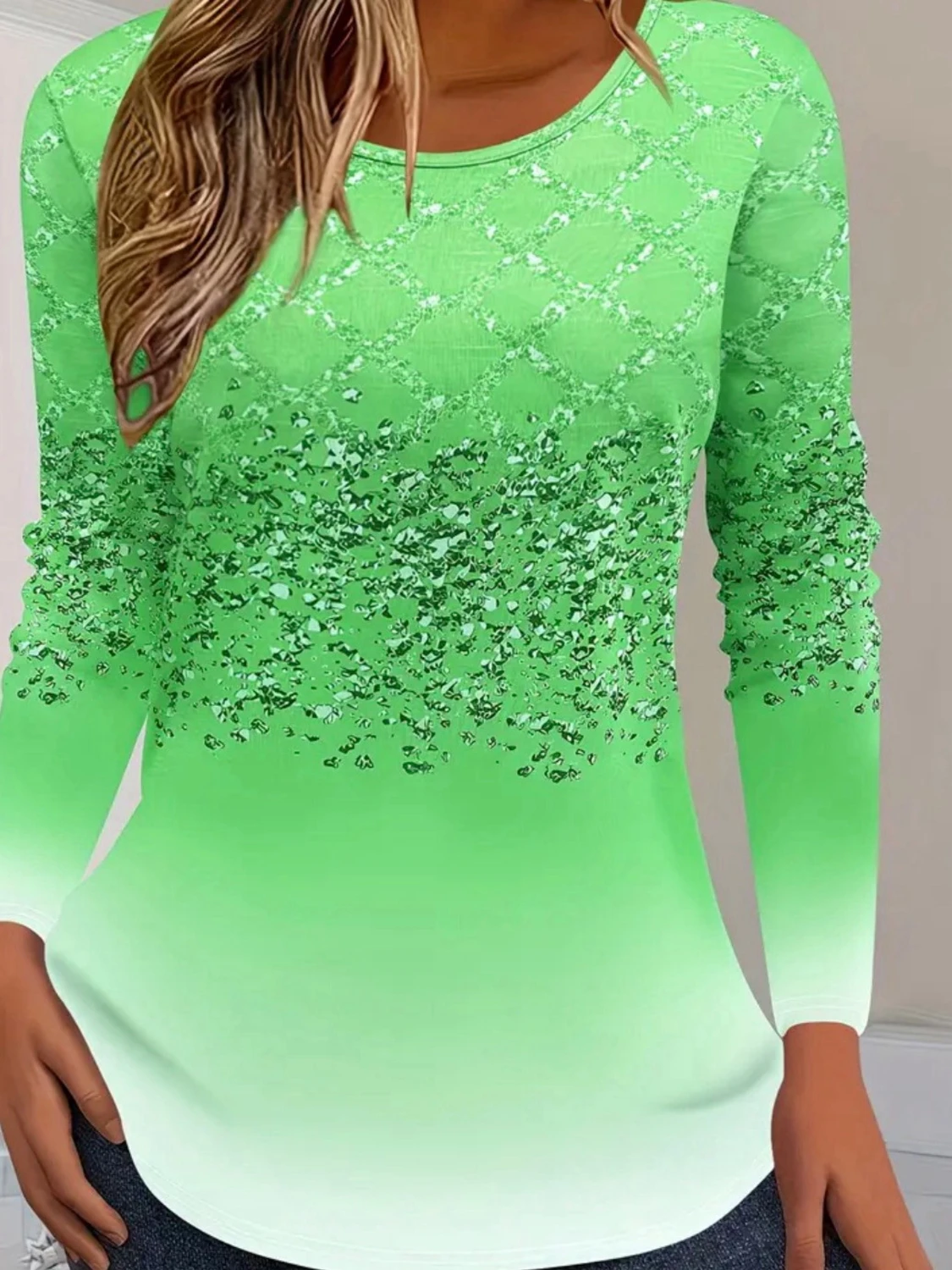 Grön långärmad topp med glitter