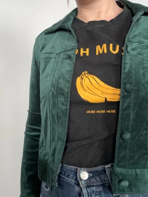 Mörkgrön jacka i sammet från Weekday - Snygg mörkgrön oanvänd jacka i sammet från Weekday med klassisk krage och knappar framtill.