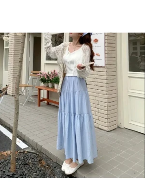 Blå kjol - Lång blå kjol