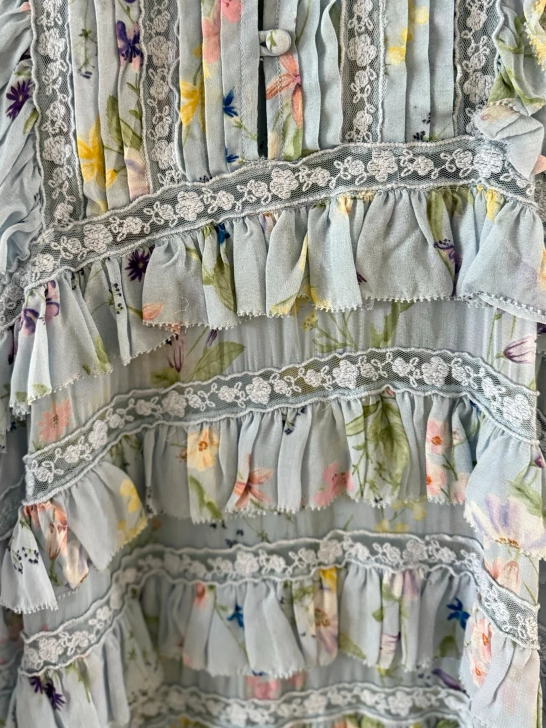 By malina, XS, Blommig volangklänning i pastell - 5