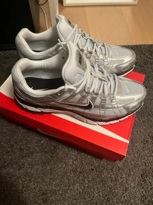 Nike P-6000 - Snygga Nike sneakers i silver och grått med mesh- och syntetmaterial. Skorna har en låg profil, klassisk snörning och den ikoniska Swoosh-loggan på sidan. Perfekta för dig som gillar sportig och trendig stil.