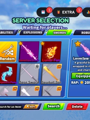 Roblox spelkonto med exklusiva items - Säljer  flera unika och sällsynta vapen som Loveclaw Blade, Lunar Fan och Serpent's Fang. Och en rare emote som trust fall, skriv till mig om ni är intresserade.