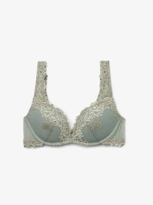 Intimissimi  - Snygg bh i ljusgrön nyans med dekorativ spets och broderade blommor. Bh:n har vadderade kupor och breda axelband med spetsdetaljer. Perfekt för dig som gillar romantisk och feminin stil.