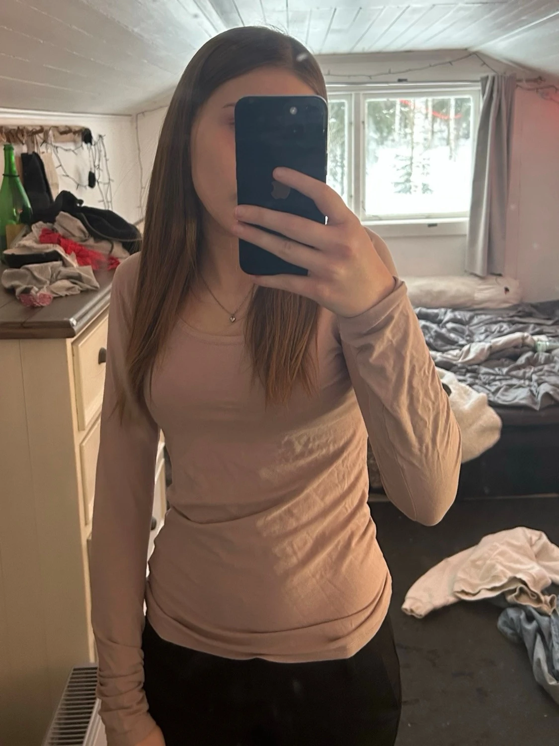 Ljusrosa långärmad topp