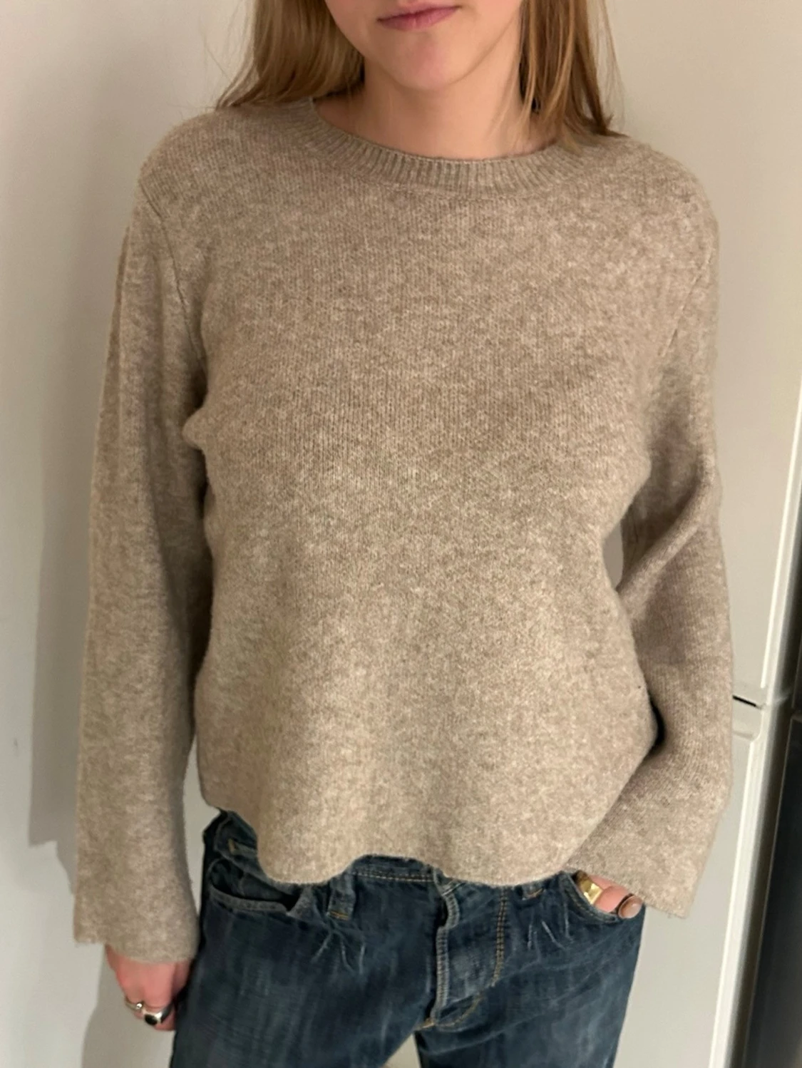 Beige stickad tröja  - 3