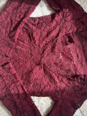 Vinröd spetströja från Gina Tricot  - Snygg vinröd spetströja från Gina Tricot!! Jag råkade ta bilderna åt andra hållet därav lite dåliga bilder💕💕