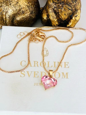 Gold plated crystal heart necklace  - Gold plated crystal heart necklace in stainless steel, unknown brand. 49 cm and adjustable. New!