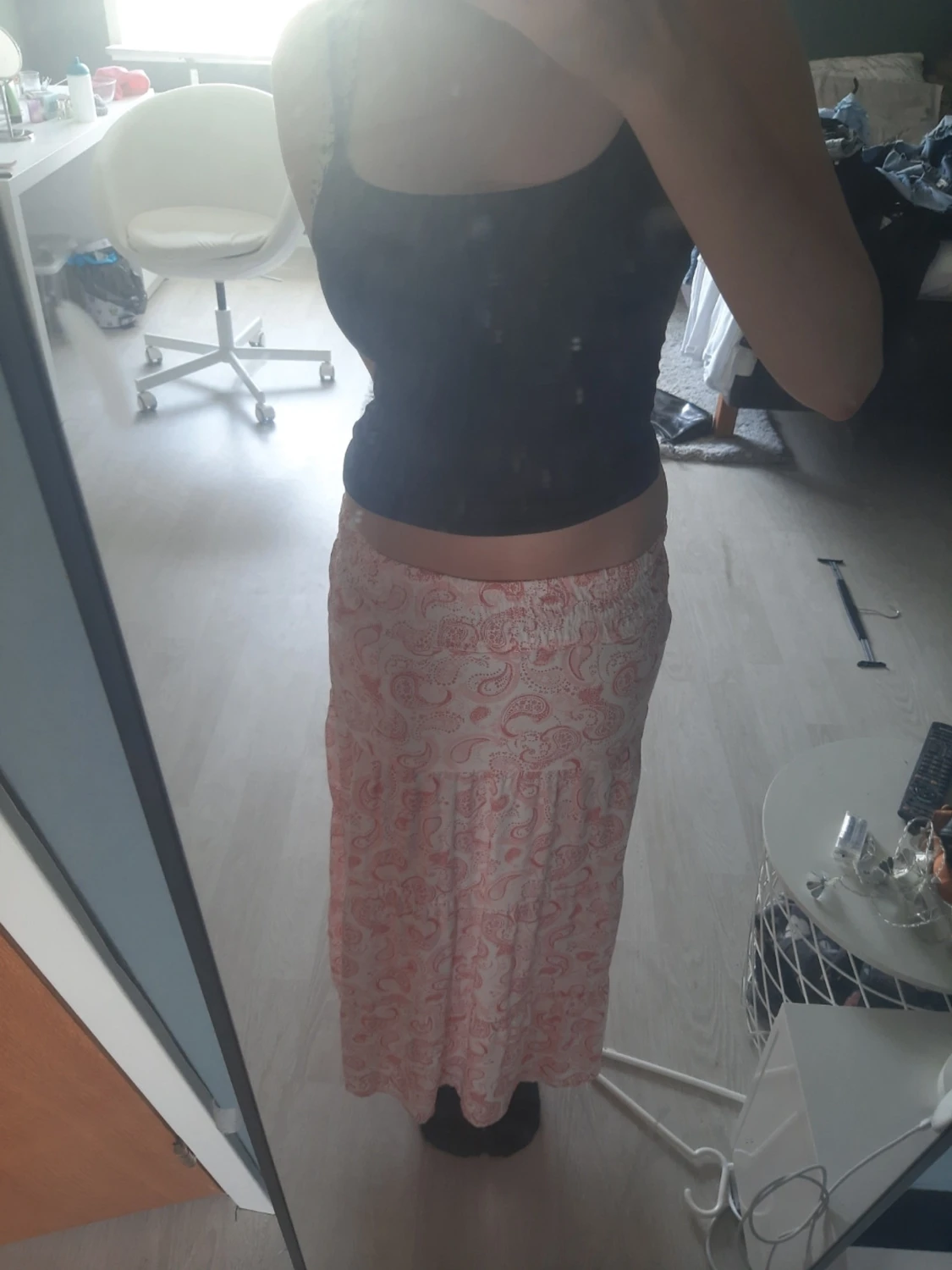 Lång paisleymönstrad kjol i rosa - 3