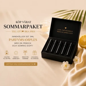 Sommarpaket parfymsamples - Köp vårat sommarpaket som innehåller 5st 3ml samples med fina sommar dofter. Kanske hittar du din nya favorit?