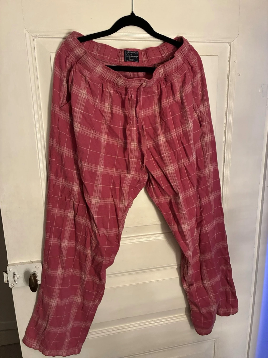 Rosa rutiga pyjamasbyxor L
