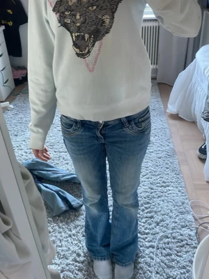 Zadig Voltaire tröja - Intresse koll på ur mycket ni hade kunnat betala. Skriv innan köp❤️Ljusblå sweatshirt från Zadig & Voltaire med coolt tigertryck och glittrande stenar framtill. Perfekt för både vardag och chill outfits. Använd fåtal gånger och i väldigt fint skick ✨ Passar snyggt till jeans eller cargo-byxor för en edgy look. Det står storlek 14 men också S.