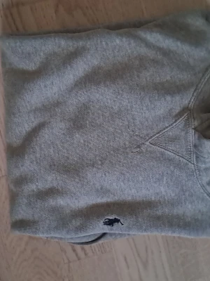 Grå hoodie från Polo Ralph Lauren - Säljer en klassisk grå hoodie från Polo Ralph Lauren med broderad logga på bröstet. Hoodien har huva och en stor magficka framtill. Tillverkad i mjuk bomullsblandning och har ribbade muddar vid ärmslut och nederkant. Perfekt för en chill och stilren look.