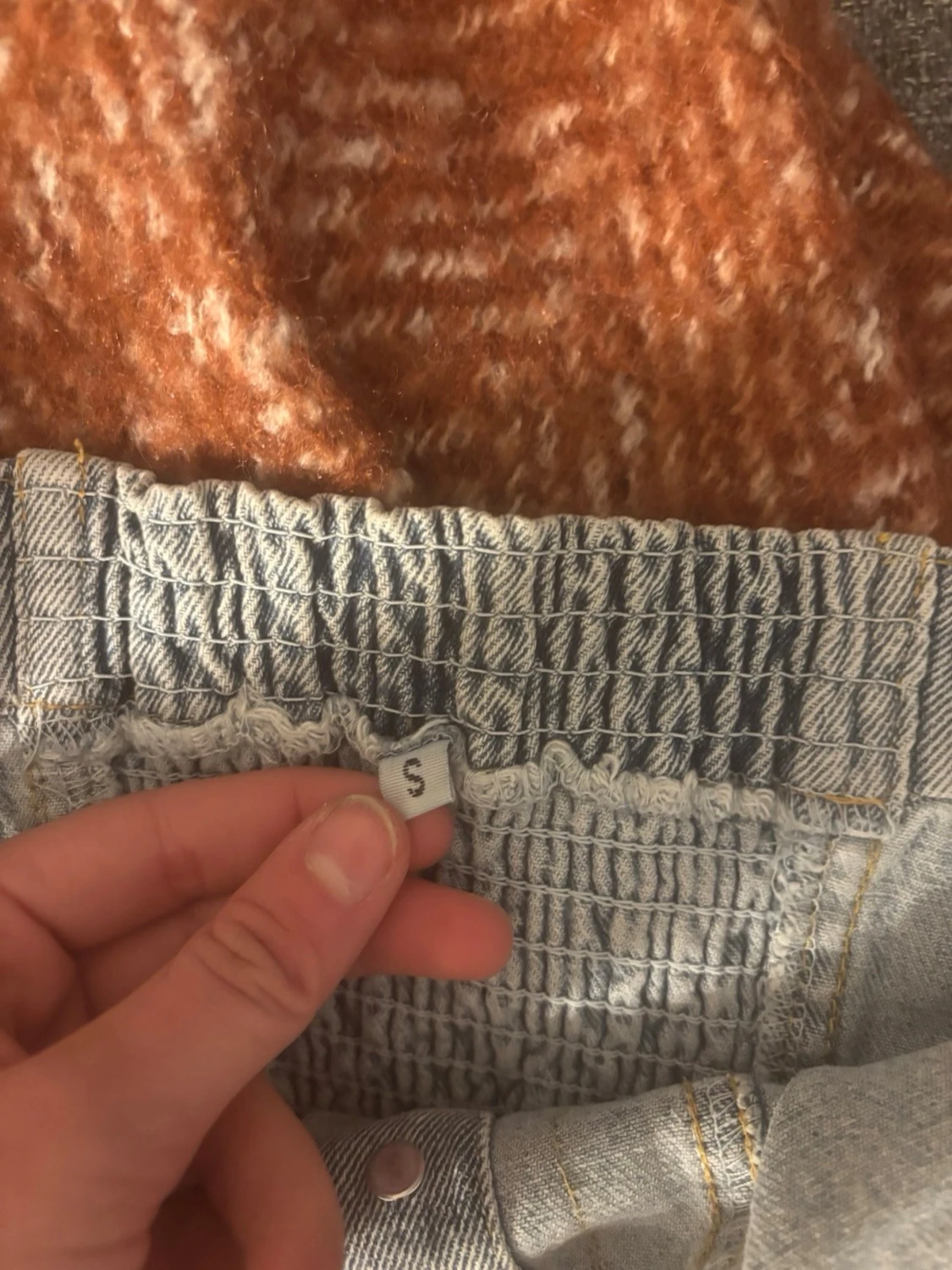 Ljusblå denim tubtopp med knappar - 2