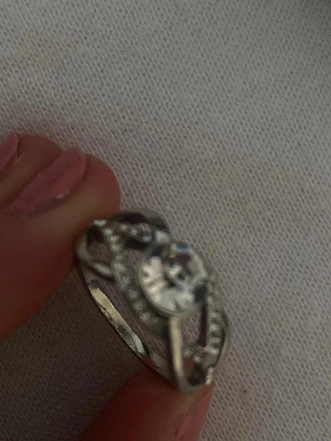 Silverfärgad ring med stor sten - 2