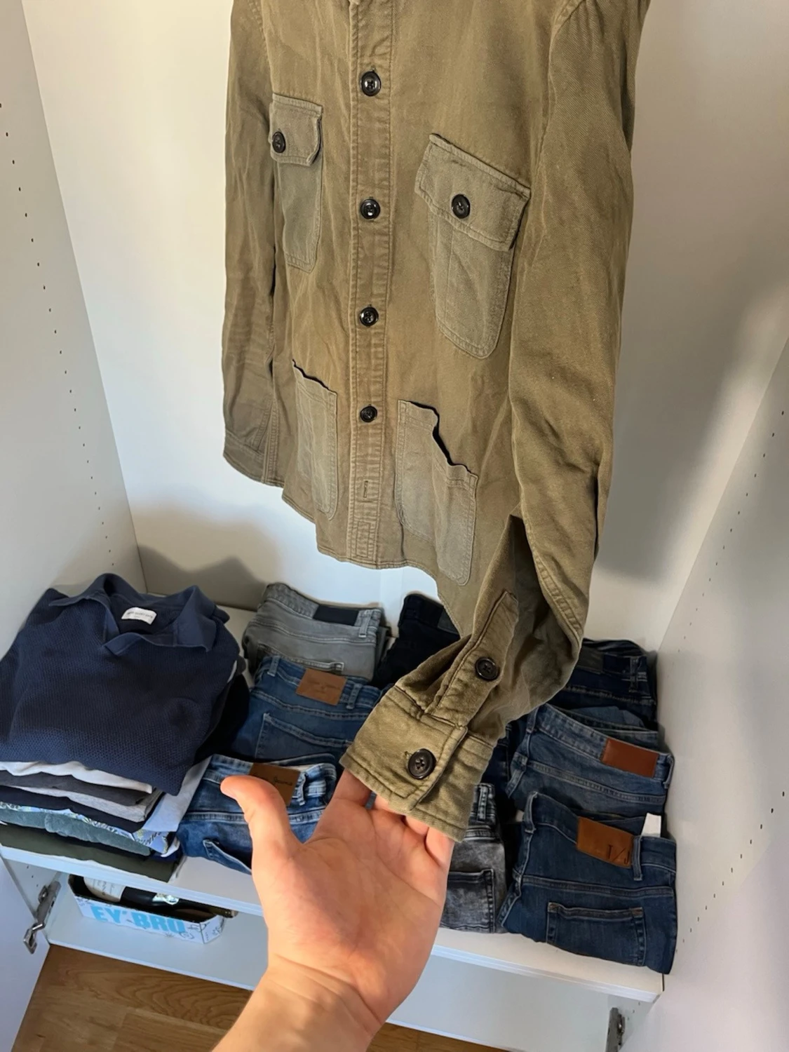 Olivgrön overshirt med fickor - 5