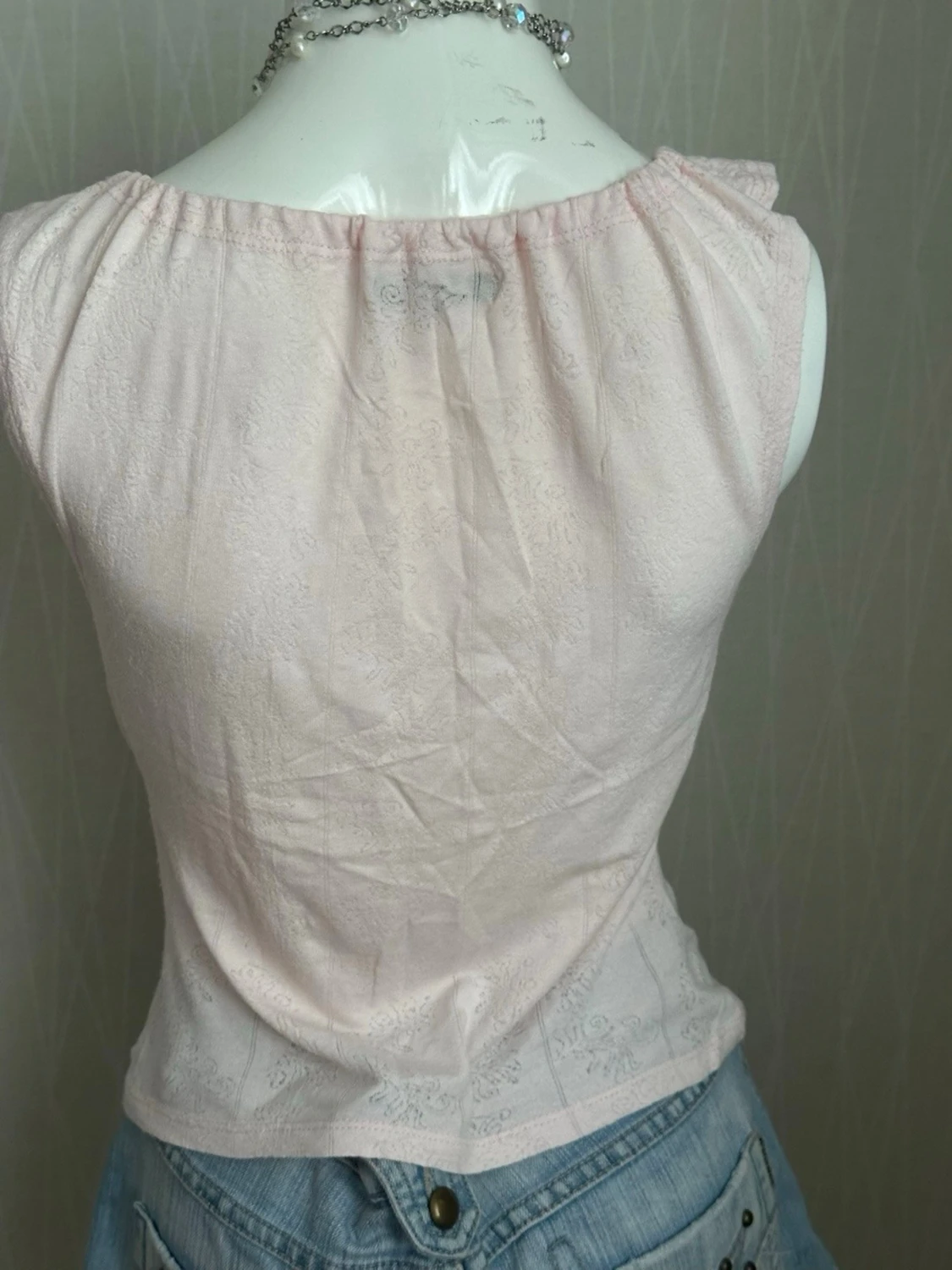 Ljusrosa milkmaid topp med rosett - 2