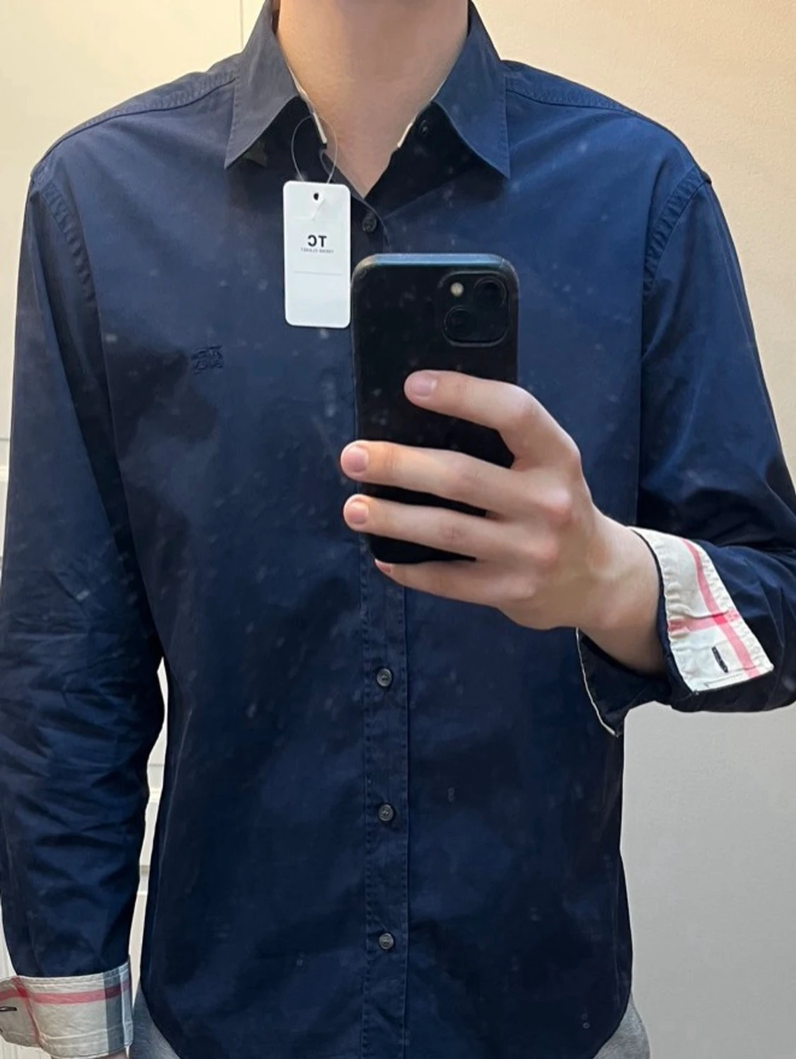 Marinblå burberry skjorta storlek XL