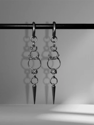 Handmade spike earrings alternative/gothic design  - 🕷️Handmade earrings by me ⛓️Material: Stainless Steel 🖤Length 9cm  🖤Jewerly care:  – Avoid longer contact with water – Avoid excessive perfume, lotions, and chemicals – Do not sleep or exercise while wearing  Proper care helps maintain appearance and longevity ✨  Feel free to check out my other pieces- bundle discounts available💸  The price list is set based on material costs, my working hours and based on unique designs and other costs.