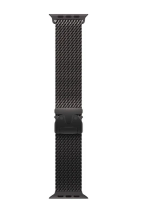 Svart Milanese Loop armband till smartwatch - Snyggt svart Milanese Loop armband i rostfritt stål, perfekt till din smartwatch. Magnetlås gör det enkelt att justera storleken och ger en clean look. Passar till Apple Watch och liknande modeller.