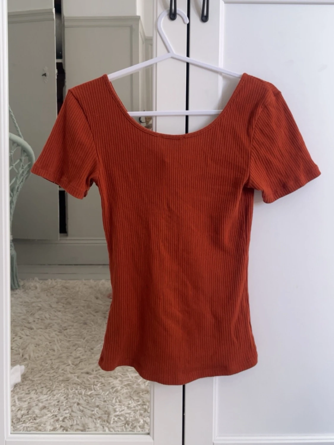 Vintage Rostbrun ribbad topp från Pieces - 3