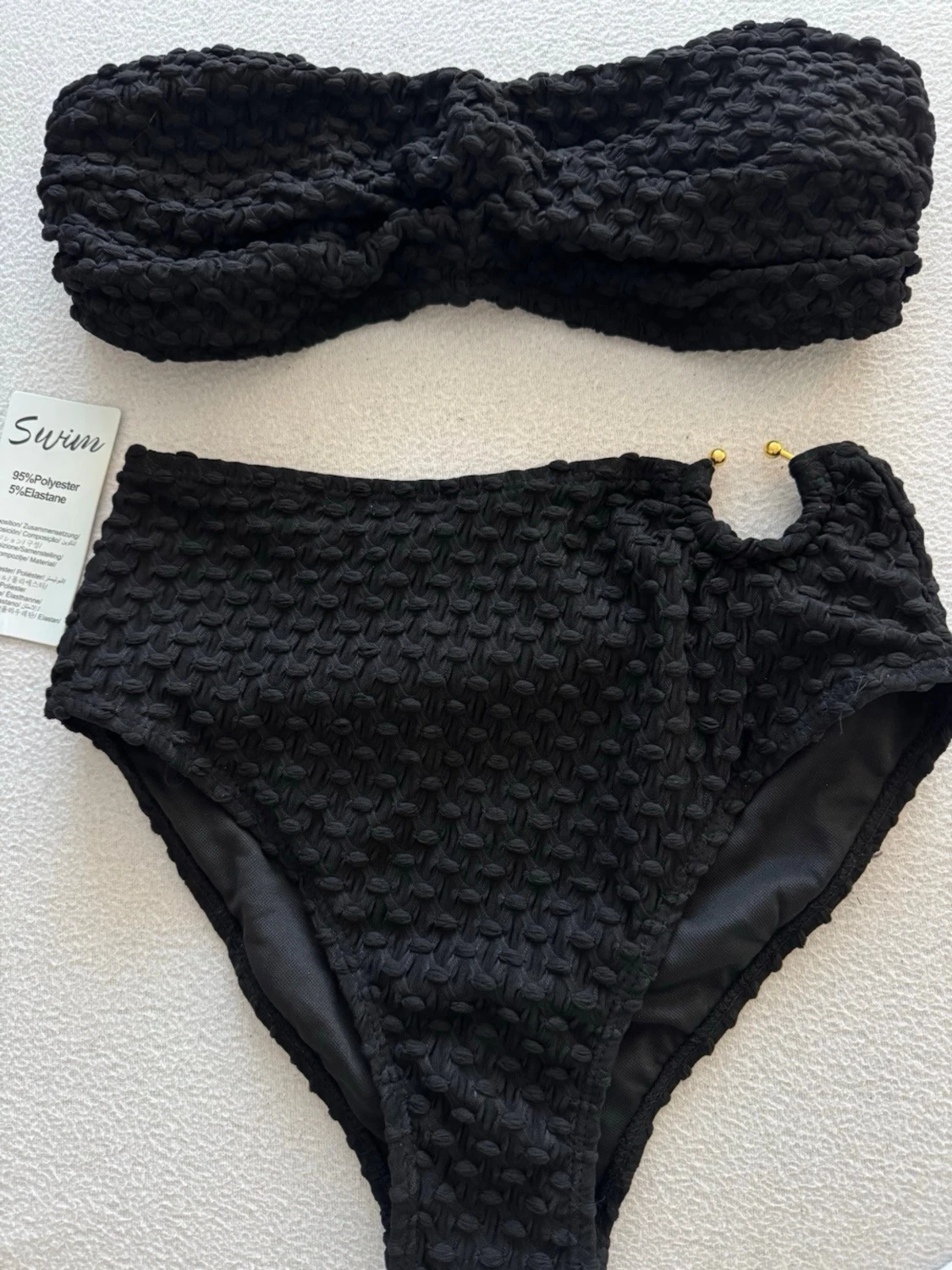 Svart bandeau bikini med struktur