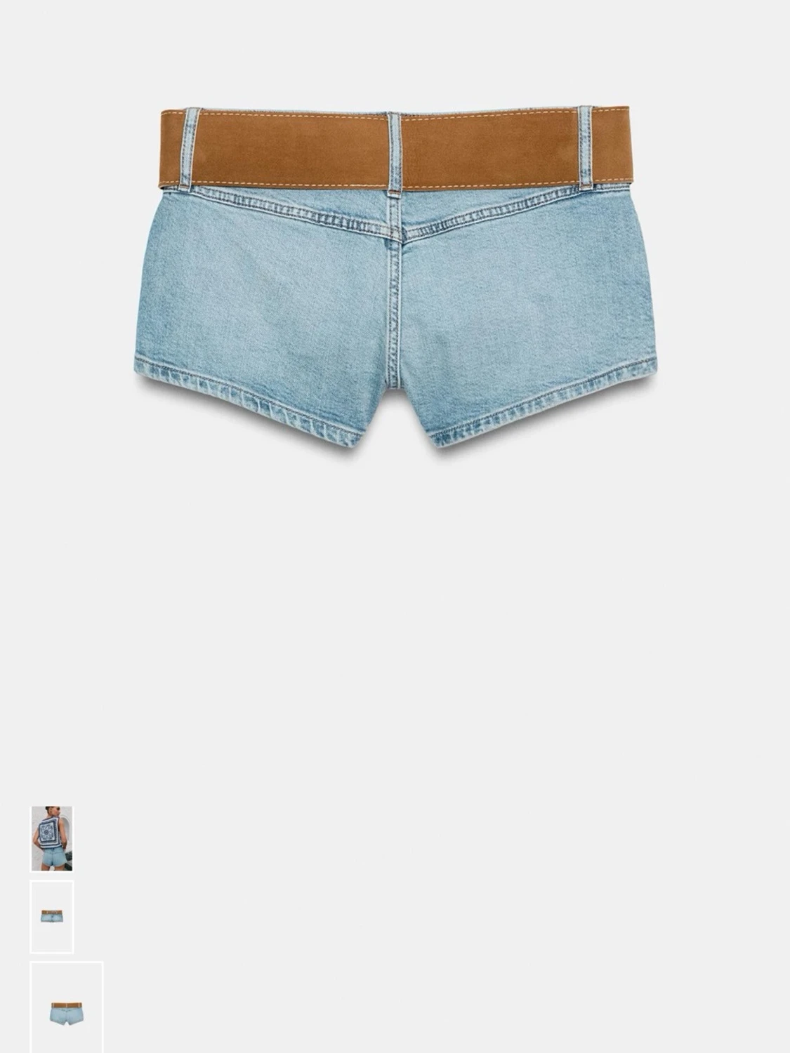 Ljusblå jeansshorts med brunt bälte - 2